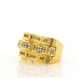 Men's Yellow Gold and Invisible Set Diamond Ring